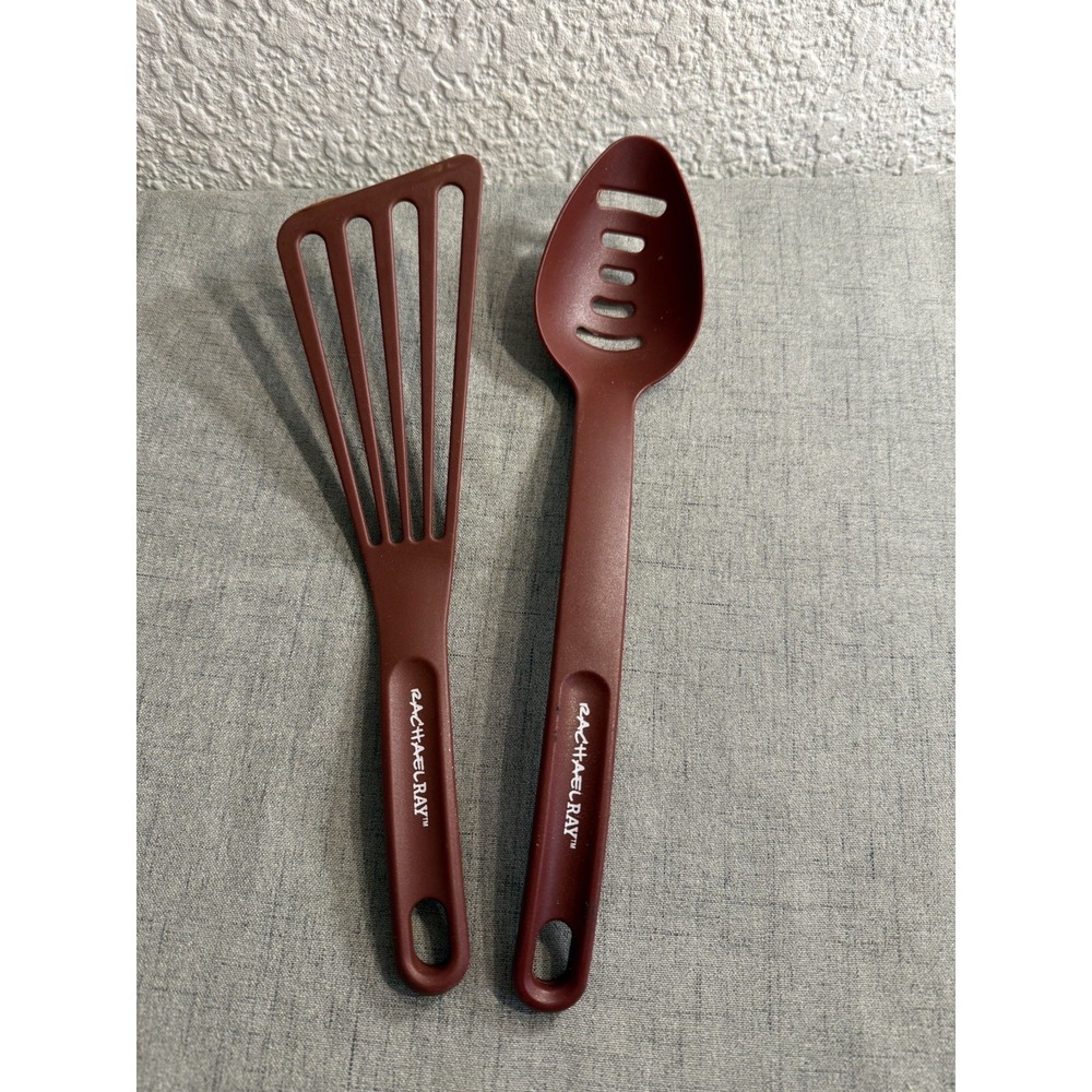 Rachael Ray Nylon Kitchen Utensil Set: Slotted‎ Spoon & Spatula - Burgundy